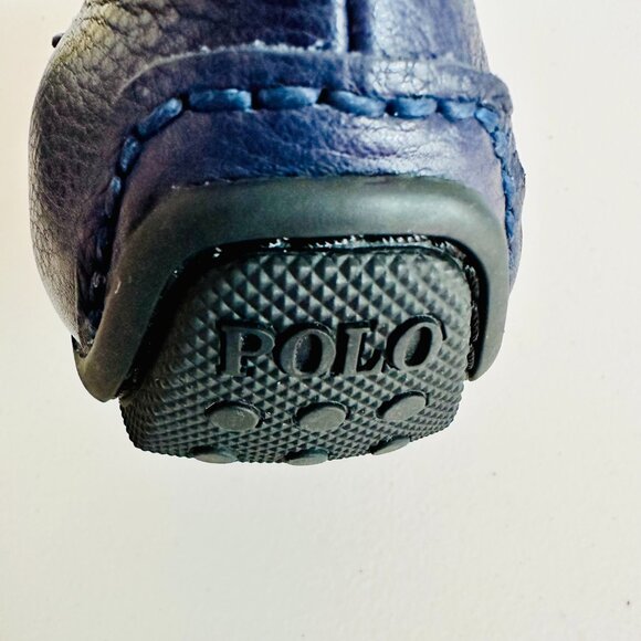 NEW POLO RALPH LAUREN RIALI NAVY BLUE PEBBLED LEATHER LOAFER main image 6